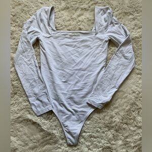 Babaton White Square Neck Top